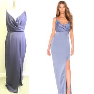 Dust blue satin dress